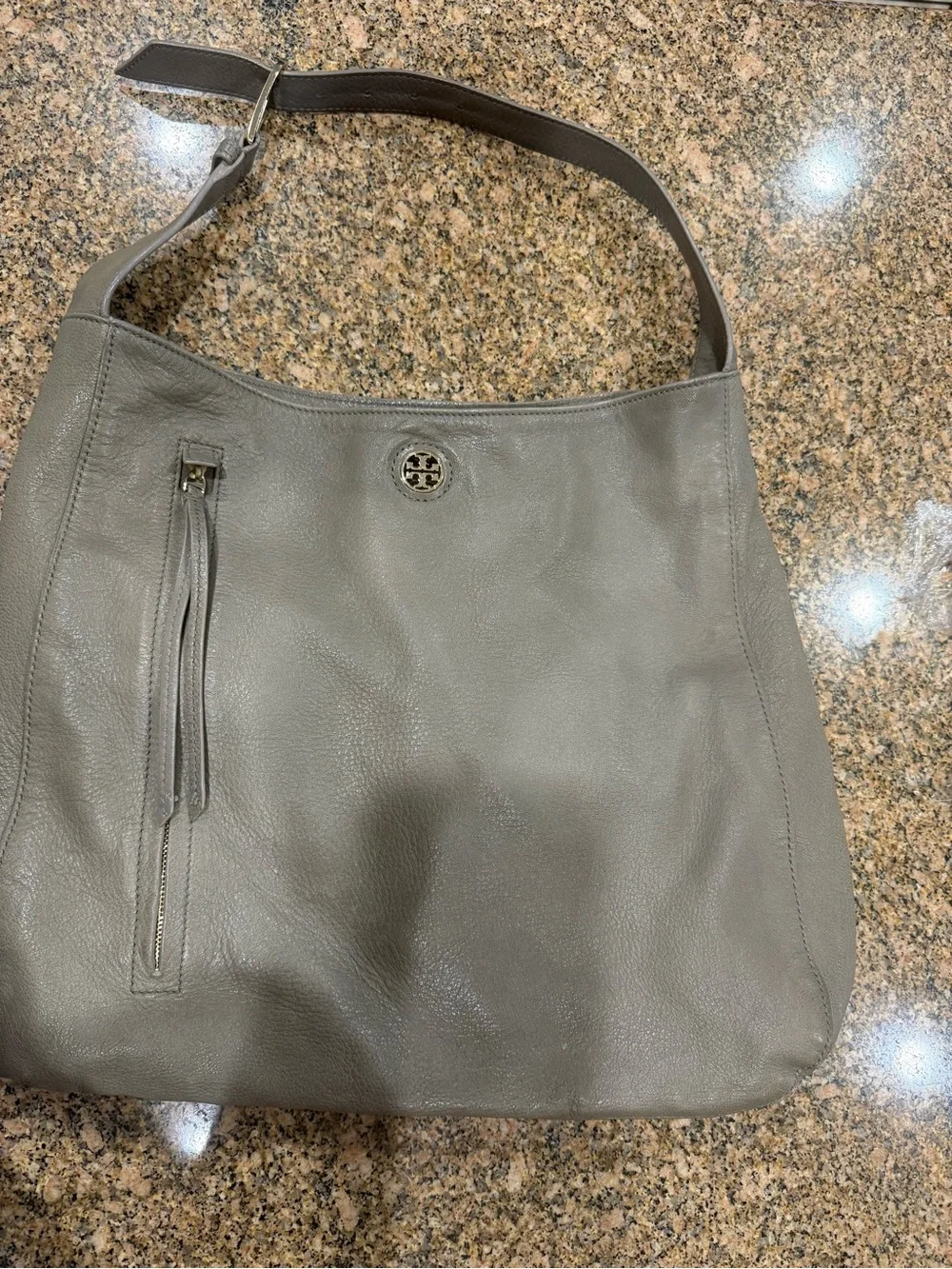 Tory Burch Taupe brody pebbled leather bag
